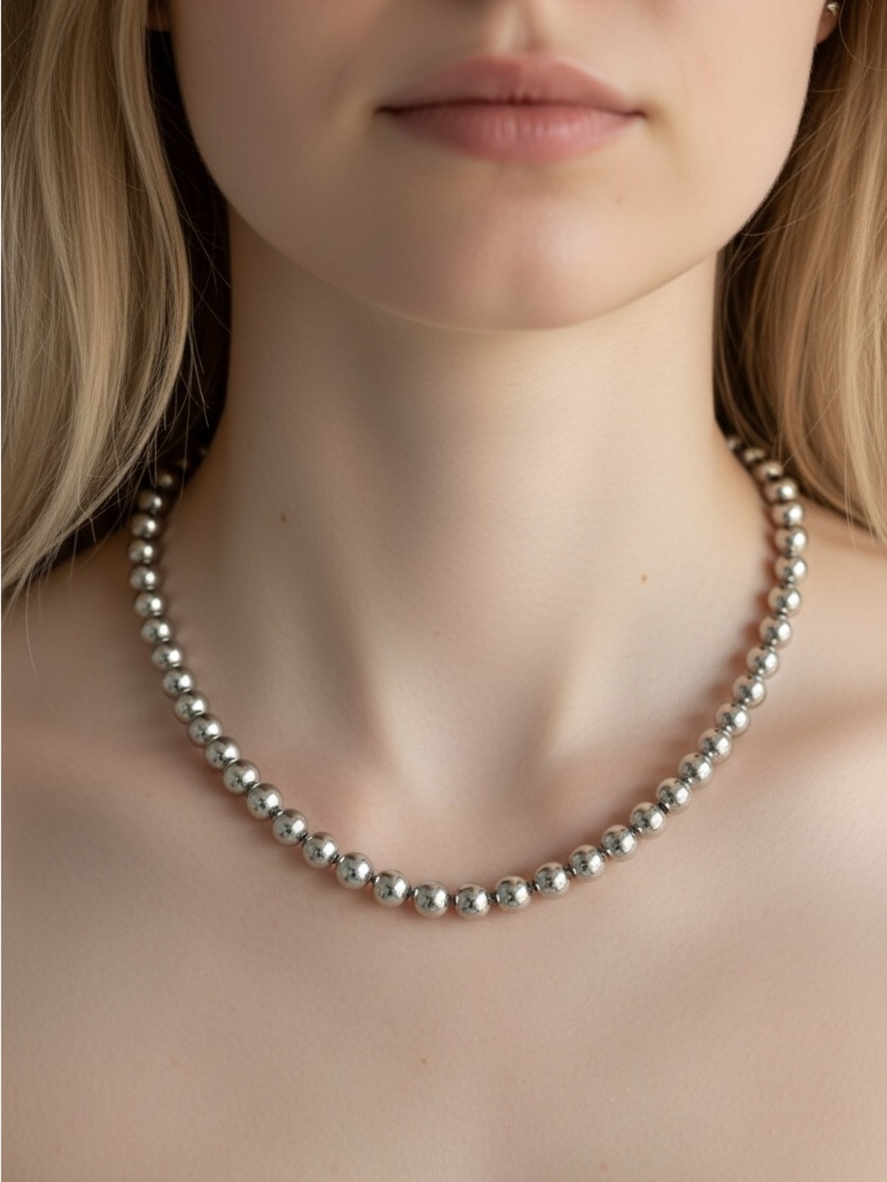 10/25 Sterling Silver Beaded Necklace - Classic Silver Necklace